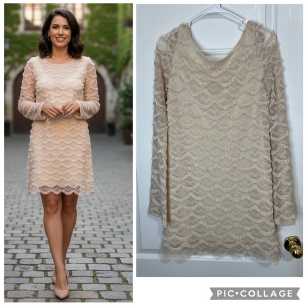 JUDITH MARCH long sleeves Boho Fringe Dress size S